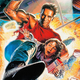 The poster for Last Action Hero features Arnold Schwarzenegger swinging from an unseen object with young Austin O’Brien in his arms holding popcorn..